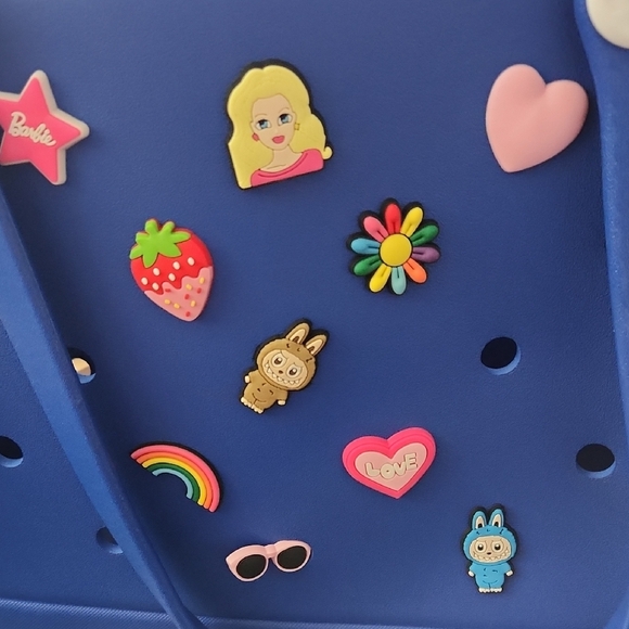 Medium Blue Bog Like Bag with Pins - Picture 2 of 3